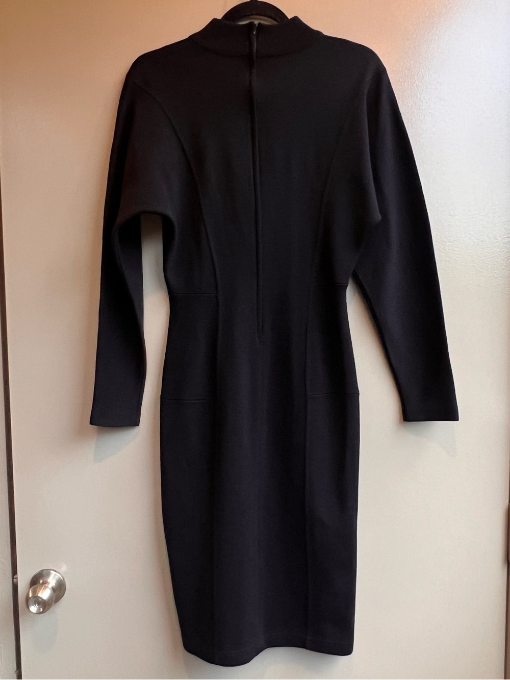 Outlander Black Size S Minimalist Knit Dress Office Bodycon Midi Quiet Luxury - Picture 3 of 15